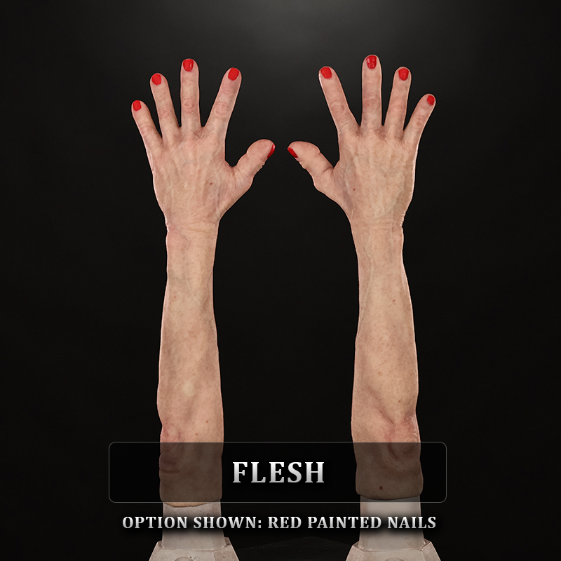 In Stock - Elderly Human Sleeves - Smaller Fit Flesh with Red Nails