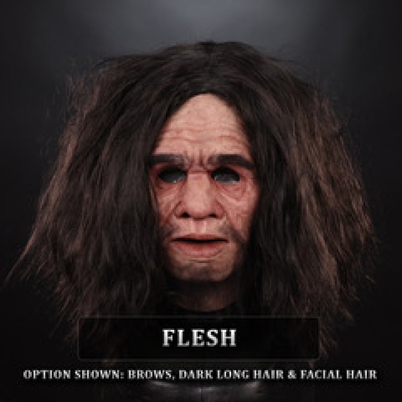 IN STOCK - Neanderthal Flesh with Long Hair, Brows, and Facial Hair