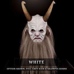 IN STOCK - Baphomet White with Full Hair grey and Krampus horn