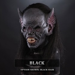 IN STOCK - Bat Black Silicone face with bonded Black hair